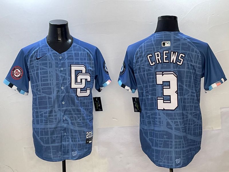 Men Washington Nationals #3 Crews Blue Joint Name Nike 2025 MLB Jersey style 6